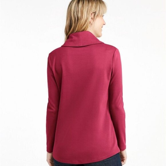 L.L.Bean Pullover Long-Sleeve Shawl Cross Collar Interlock Knit Slightly Fitted - Picture 8 of 8